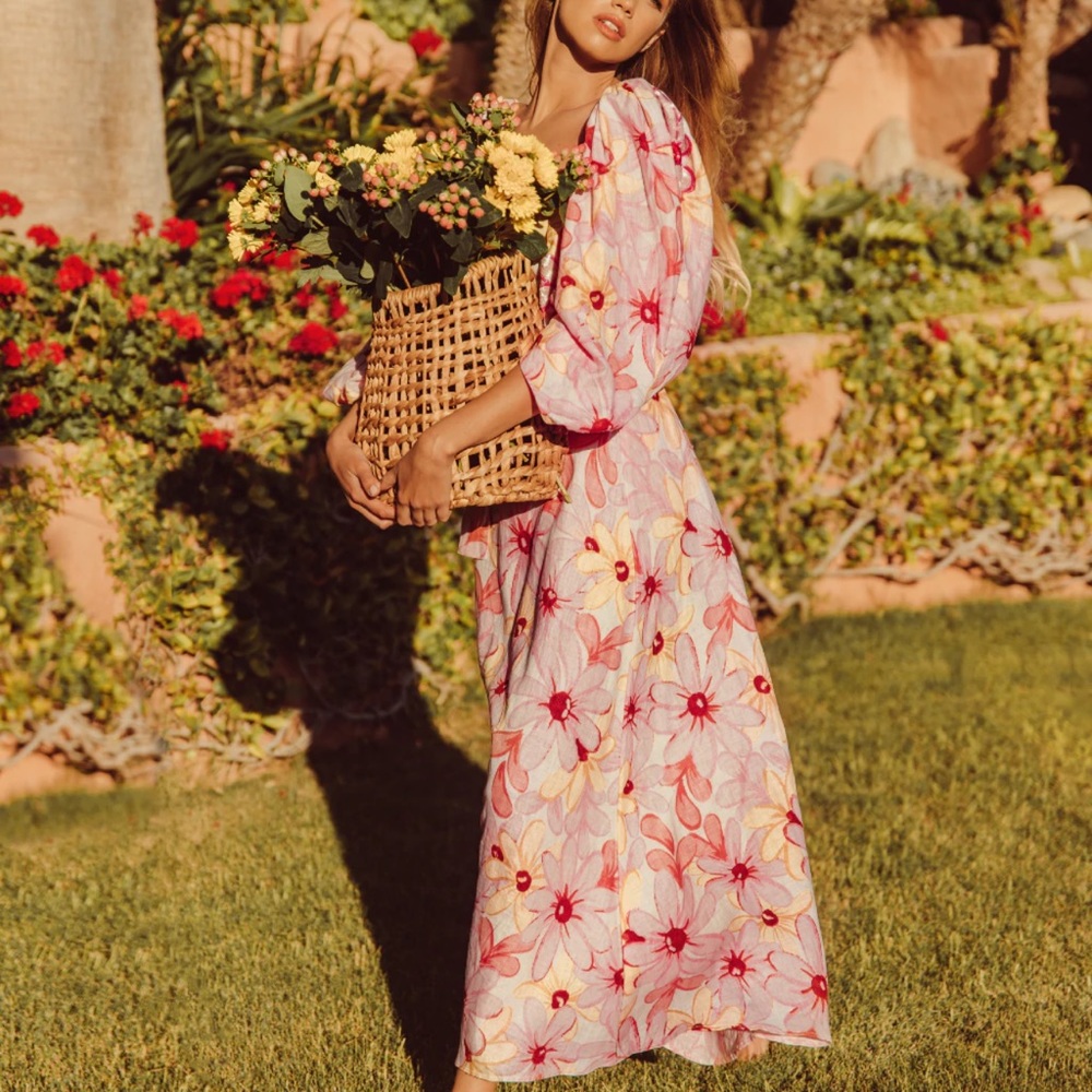 Riviera Summer Floral Dress In Pastel Blooms, Small to Plus Sizing Available - Picture 4 of 10